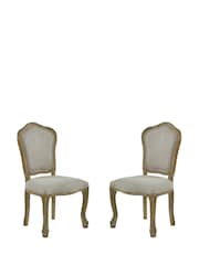 Julian Bowen Oatmeal  Limed Oak Set of 2 Camille Upholstered Dining Chairs with French Style Legs - Image 9 of 14