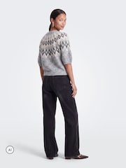ONLY Grey Fair Isle Short Sleeve Cardigan - Image 3 of 7