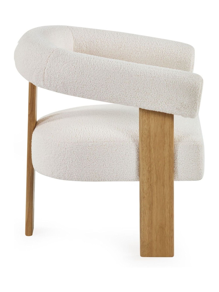 Julian Bowen White Freya Boucle Upholstered Accent Chair with Solid Wood Legs - Image 9 of 9 Julian Bowen White Freya Boucle Upholstered Accent Chair with Solid Wood Legs - Image 9 of 9
