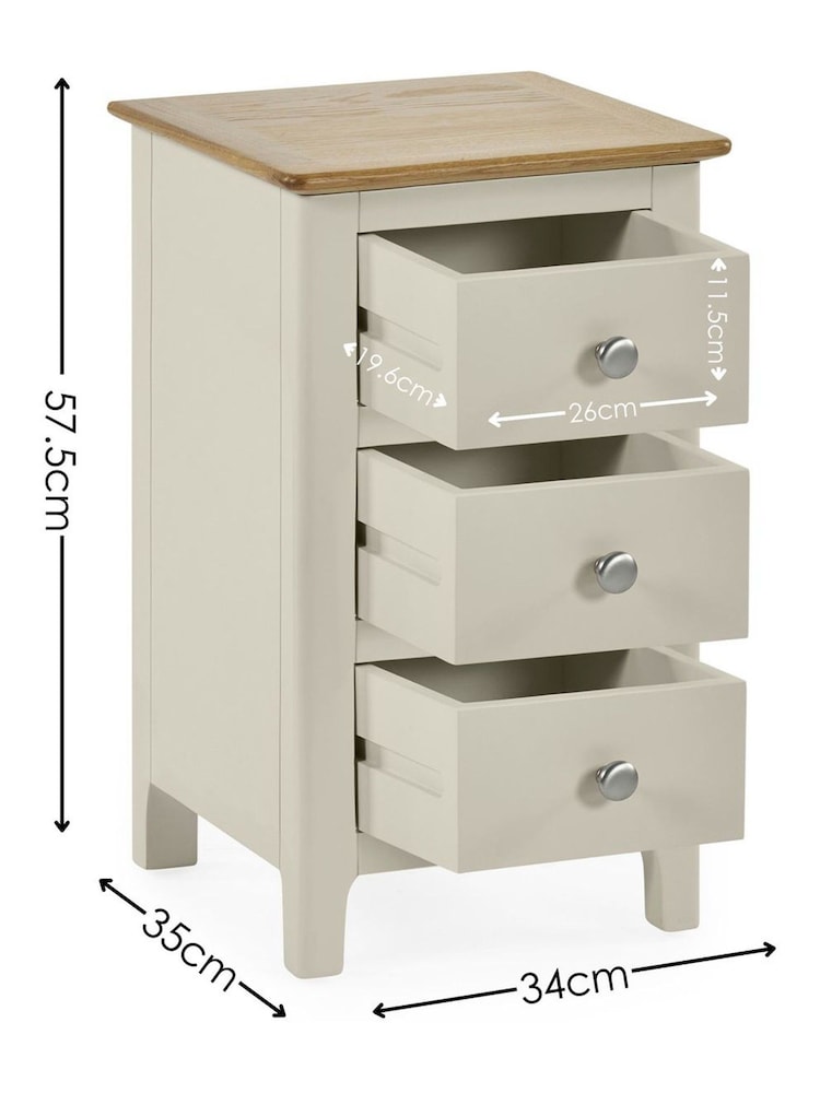 Julian Bowen Truffle Oak Somerset Compact 3 Drawer Bedside Table - Image 10 of 10