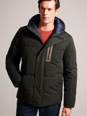 Ted Baker Green Kinmont Short Hooded Puffer Jacket - Image 1 of 6