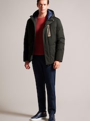 Ted Baker Green Kinmont Short Hooded Puffer Jacket - Image 3 of 6