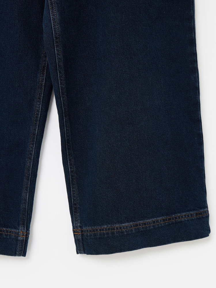 Oliver Bonas Blue Denim Scalloped Pocket Cropped Wide Leg Jeans - Image 5 of 5 Oliver Bonas Blue Denim Scalloped Pocket Cropped Wide Leg Jeans - Image 5 of 5