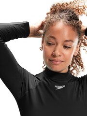 Speedo Black Womens Long Sleeve Rash Top with UPF40+ Sun Protection - Image 5 of 7