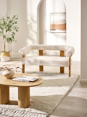 Julian Bowen White Freya Boucle Upholstered 2 Seater Sofa with Solid Wood Legs - Image 1 of 9