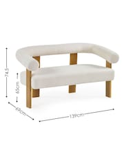 Julian Bowen White Freya Boucle Upholstered 2 Seater Sofa with Solid Wood Legs - Image 3 of 9