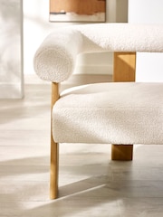 Julian Bowen White Freya Boucle Upholstered 2 Seater Sofa with Solid Wood Legs - Image 5 of 9