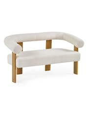 Julian Bowen White Freya Boucle Upholstered 2 Seater Sofa with Solid Wood Legs - Image 7 of 9