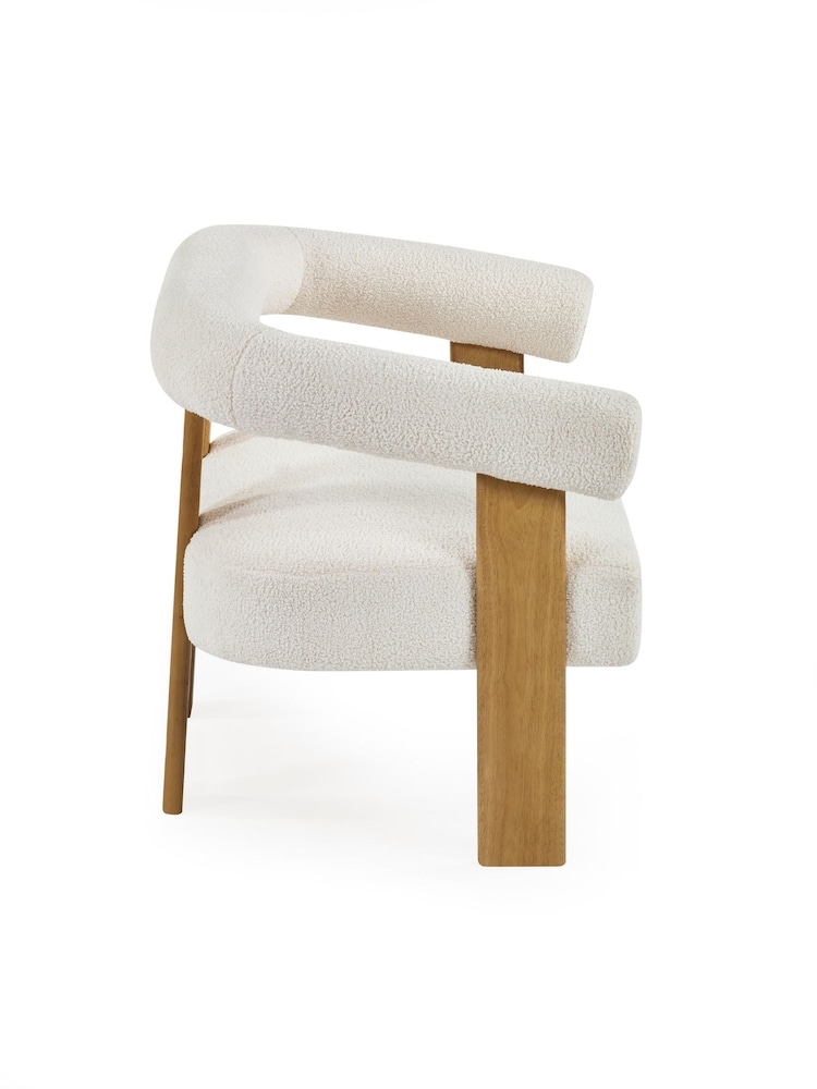 Julian Bowen White Freya Boucle Upholstered 2 Seater Sofa with Solid Wood Legs - Image 9 of 9