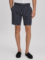 Reiss Navy/White Lake Striped Side Adjuster Shorts - Image 3 of 6