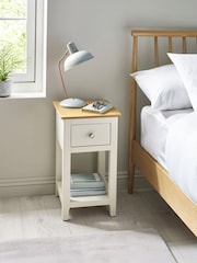 Julian Bowen White Oak Somerset Compact 1 Drawer Bedside Table with Shelf - Image 1 of 10
