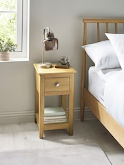Julian Bowen Oak Somerset Compact 1 Drawer Bedside Table with Shelf - Image 1 of 10
