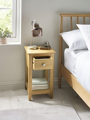 Julian Bowen Oak Somerset Compact 1 Drawer Bedside Table with Shelf - Image 2 of 10