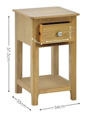 Julian Bowen Oak Somerset Compact 1 Drawer Bedside Table with Shelf - Image 3 of 10