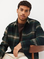 Green Check Shacket With Wool - Image 1 of 14