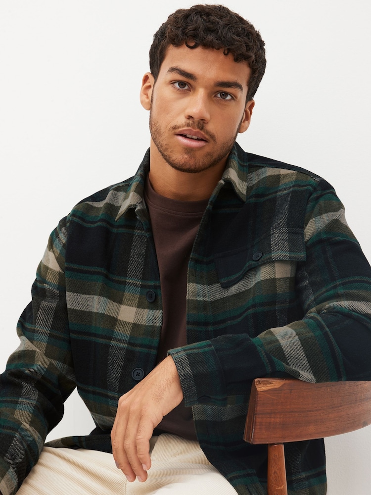 Green Check Shacket With Wool - Image 1 of 14
