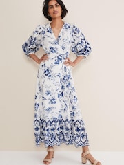 Phase Eight Blue Abriella Floral Midi Dress - Image 1 of 1