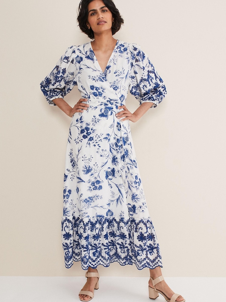 Phase Eight Blue Abriella Floral Midi Dress - Image 1 of 1