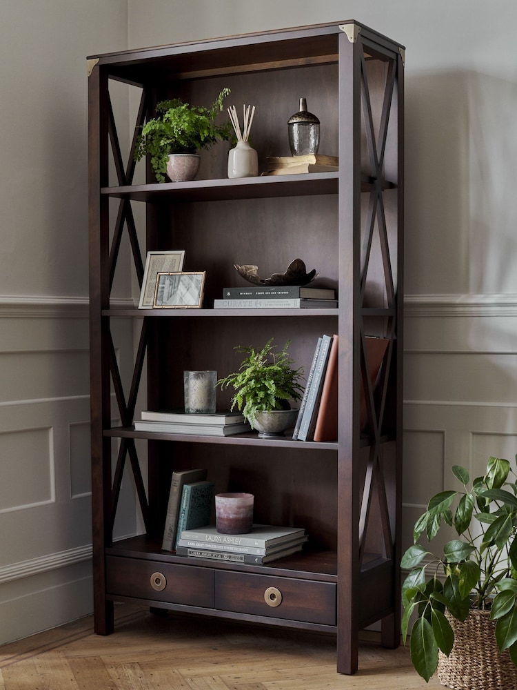 Laura Ashley Dark Chestnut Balmoral 2 Drawer Single Bookcase - Image 1 of 2