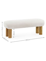 Julian Bowen White Freya Boucle Upholstered Low Bench with Solid Wood Legs - Image 10 of 11