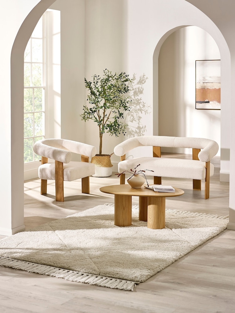 Julian Bowen White Freya Boucle Upholstered Low Bench with Solid Wood Legs - Image 11 of 11