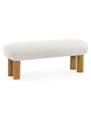 Julian Bowen White Freya Boucle Upholstered Low Bench with Solid Wood Legs - Image 4 of 11
