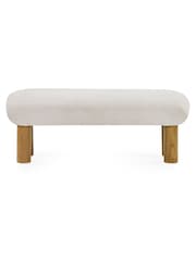 Julian Bowen White Freya Boucle Upholstered Low Bench with Solid Wood Legs - Image 5 of 11
