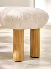 Julian Bowen White Freya Boucle Upholstered Low Bench with Solid Wood Legs - Image 7 of 11