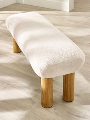 Julian Bowen White Freya Boucle Upholstered Low Bench with Solid Wood Legs - Image 8 of 11