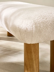 Julian Bowen White Freya Boucle Upholstered Low Bench with Solid Wood Legs - Image 9 of 11