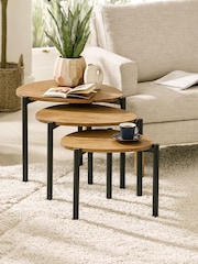 Julian Bowen Oak Lorette Black Ash Effect Teardrop Nest of 3 Side Tables - Image 1 of 8