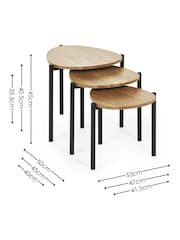 Julian Bowen Oak Lorette Black Ash Effect Teardrop Nest of 3 Side Tables - Image 3 of 8