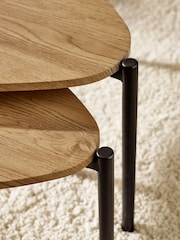Julian Bowen Oak Lorette Black Ash Effect Teardrop Nest of 3 Side Tables - Image 6 of 8