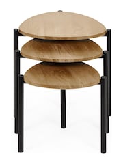 Julian Bowen Oak Lorette Black Ash Effect Teardrop Nest of 3 Side Tables - Image 8 of 8