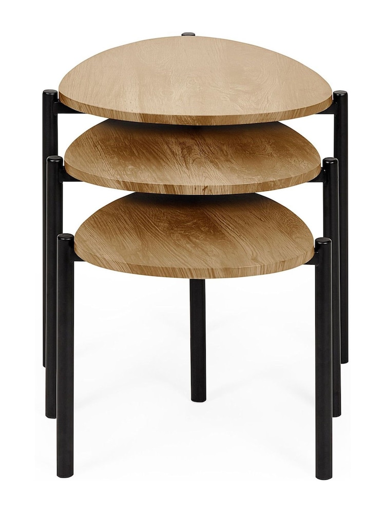 Julian Bowen Oak Lorette Black Ash Effect Teardrop Nest of 3 Side Tables - Image 8 of 8 Julian Bowen Oak Lorette Black Ash Effect Teardrop Nest of 3 Side Tables - Image 8 of 8