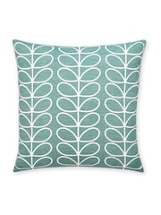 Orla Kiely Duck Egg Blue Linear Stem Geo 100% Cotton Cushion - Image 1 of 3