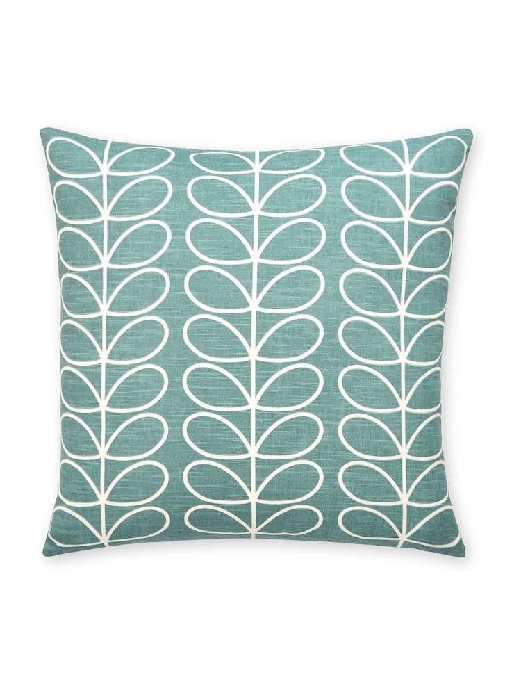 Orla Kiely Duck Egg Blue Linear Stem Geo 100% Cotton Cushion - Image 1 of 3