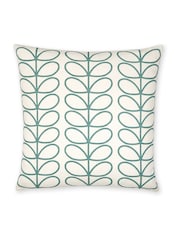 Orla Kiely Duck Egg Blue Linear Stem Geo 100% Cotton Cushion - Image 2 of 3