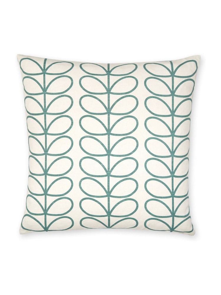 Orla Kiely Duck Egg Blue Linear Stem Geo 100% Cotton Cushion - Image 2 of 3