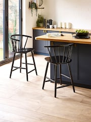 Julian Bowen Black Ash Modena Ash 112cm Solid Wood Bar Stool - Image 2 of 9