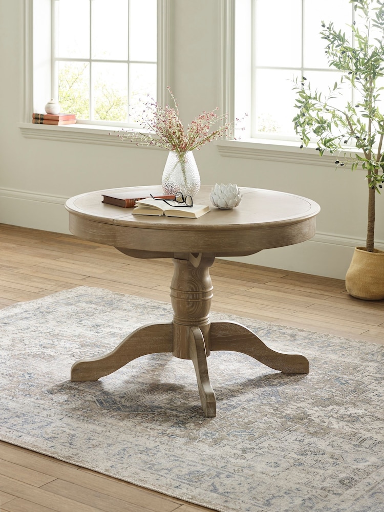Julian Bowen Limed Oak Camille 110145cm Round to Oval Extendin Dining Table - Image 1 of 19 Julian Bowen Limed Oak Camille 110145cm Round to Oval Extendin Dining Table - Image 1 of 19