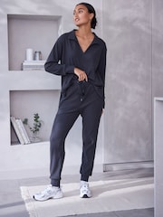 Charcoal Grey Ribbed Joggers - Image 1 of 8