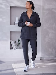Charcoal Grey Ribbed Joggers - Image 2 of 8