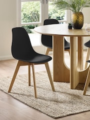 Julian Bowen Set of 2 Black Agatha White Plastic Dining Chairs with Wooden Legs - Image 1 of 14