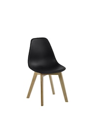 Julian Bowen Set of 2 Black Agatha White Plastic Dining Chairs with Wooden Legs - Image 10 of 14