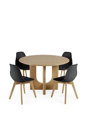 Julian Bowen Set of 2 Black Agatha White Plastic Dining Chairs with Wooden Legs - Image 13 of 14
