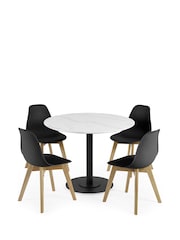 Julian Bowen Set of 2 Black Agatha White Plastic Dining Chairs with Wooden Legs - Image 14 of 14