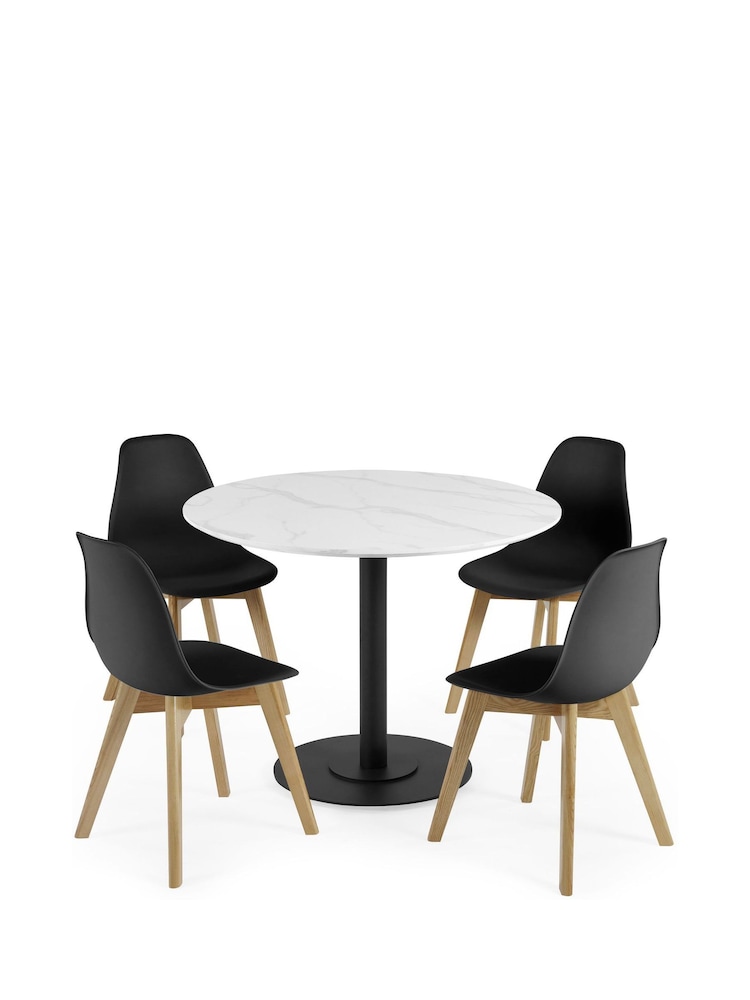 Julian Bowen Set of 2 Black Agatha White Plastic Dining Chairs with Wooden Legs - Image 14 of 14 Julian Bowen Set of 2 Black Agatha White Plastic Dining Chairs with Wooden Legs - Image 14 of 14