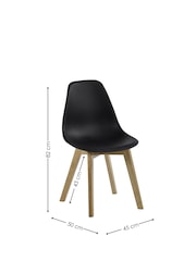 Julian Bowen Set of 2 Black Agatha White Plastic Dining Chairs with Wooden Legs - Image 3 of 14