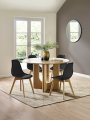 Julian Bowen Set of 2 Black Agatha White Plastic Dining Chairs with Wooden Legs - Image 4 of 14